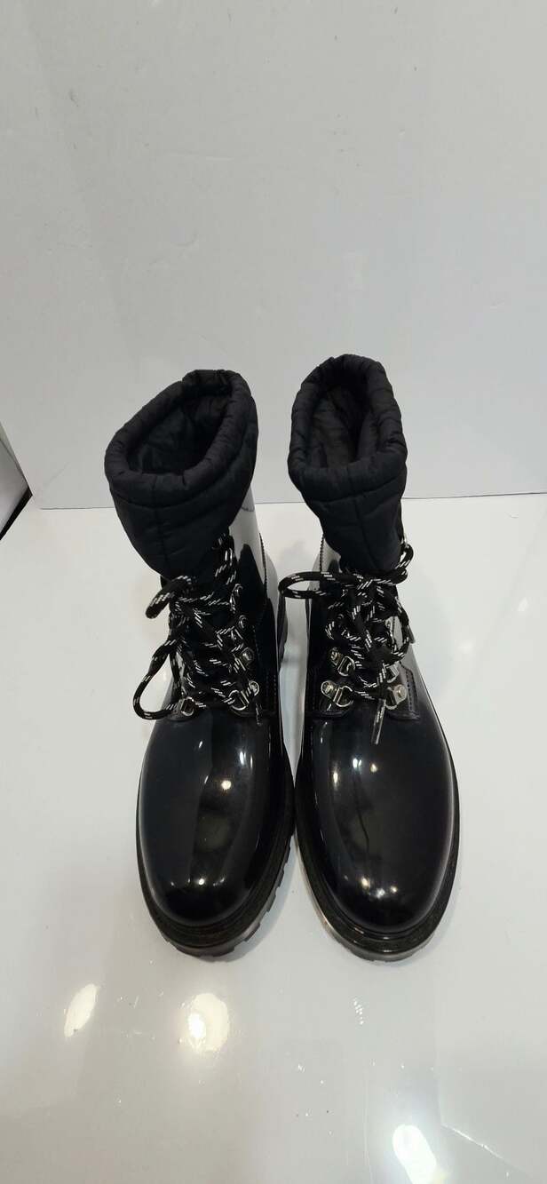 Calvin Klein Jeans Kceloy Black Patent Rain Lug Sole Winter Combat Boots Size 10